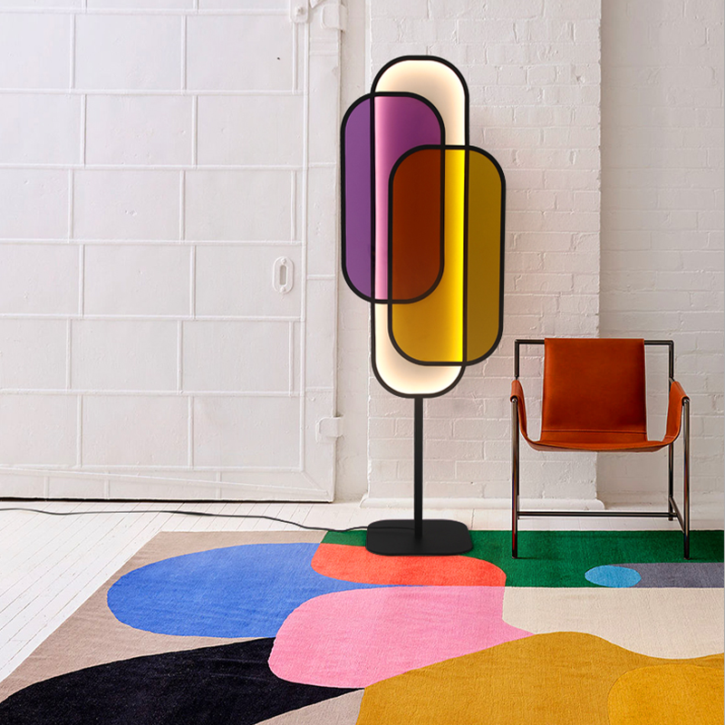 ChromaGlow Modern Multicolor LED Floor Lamp positioned beautifully in a modern living room.