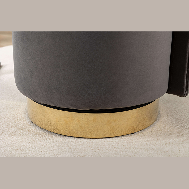 Opulent Gray Swivel Barrel Chair with Gold Base - Image 7