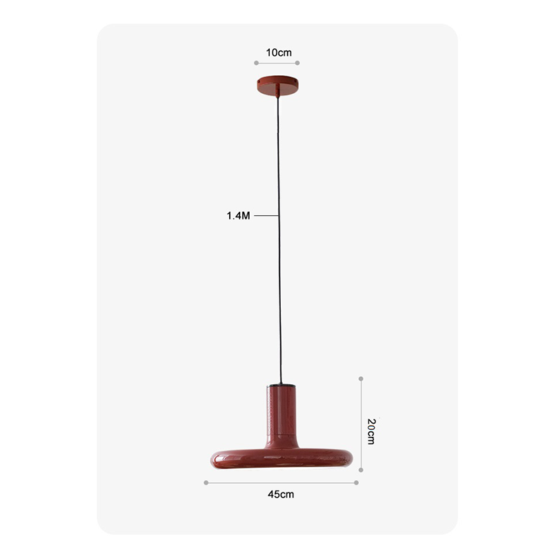 Retro Red UFO Pendant Light hanging elegantly in a modern kitchen setting.