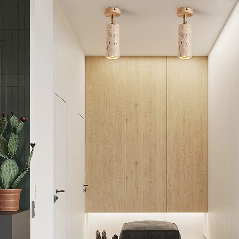 Overhead view of KyotoGlow LED spotlight installed on a wood ceiling – shows surface mounted light style