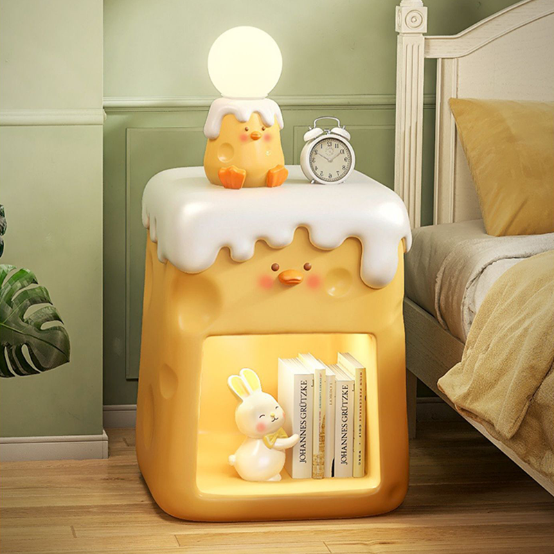 Charming Cheese Duck Nightstand with dimmable light in a modern bedroom setting