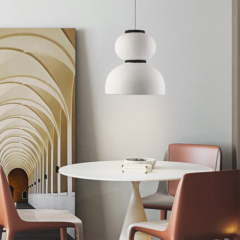 The white gourd shape hanging lamp displayed in a hotel room, adding a touch of elegance.