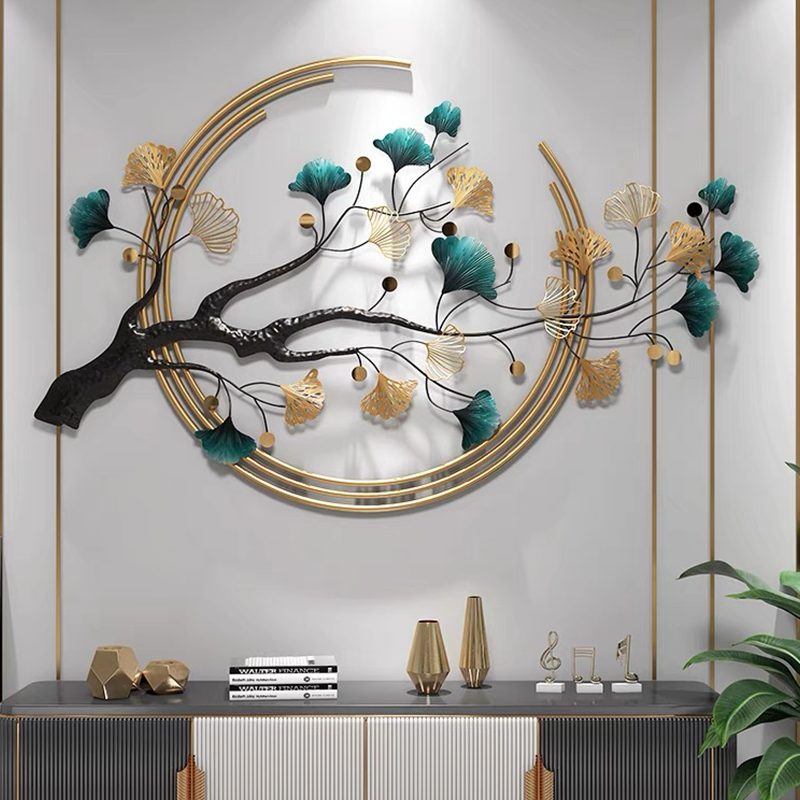 Iron tree wall decoration in a study room, adding a touch of modern elegance.