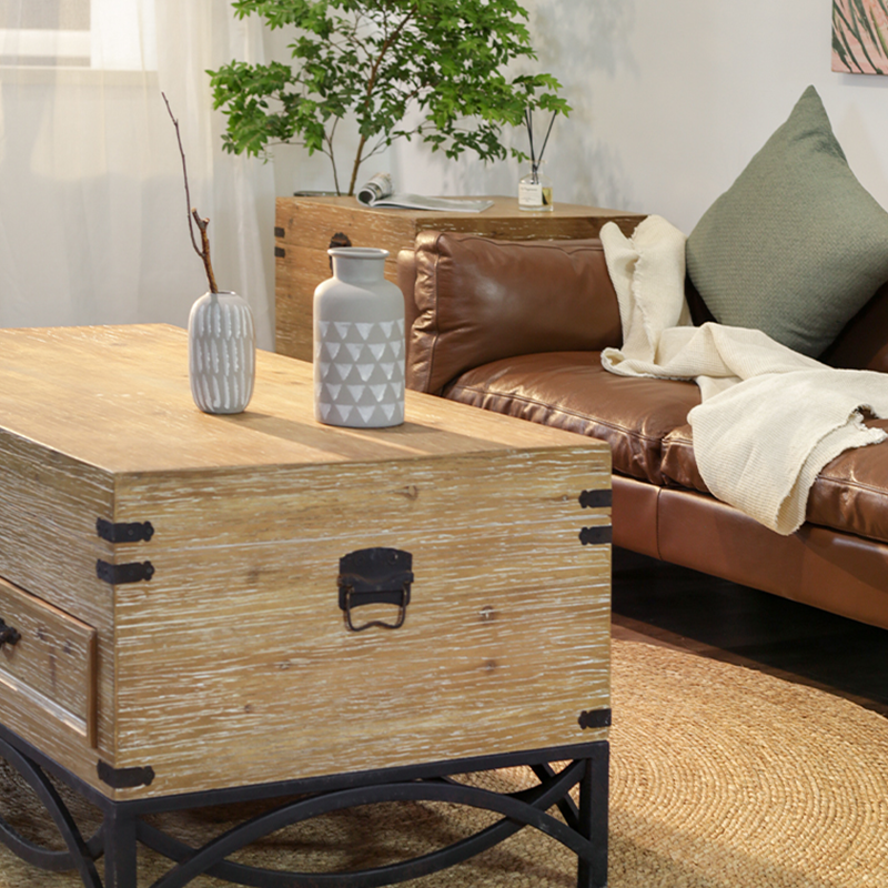 Rustic Charm Solid Wood Cocktail Table with Storage - Image 4