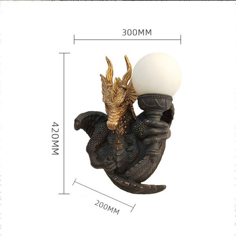 Side view of the Retro Dragon Wall Lamp highlighting its intricate details and artistic design.
