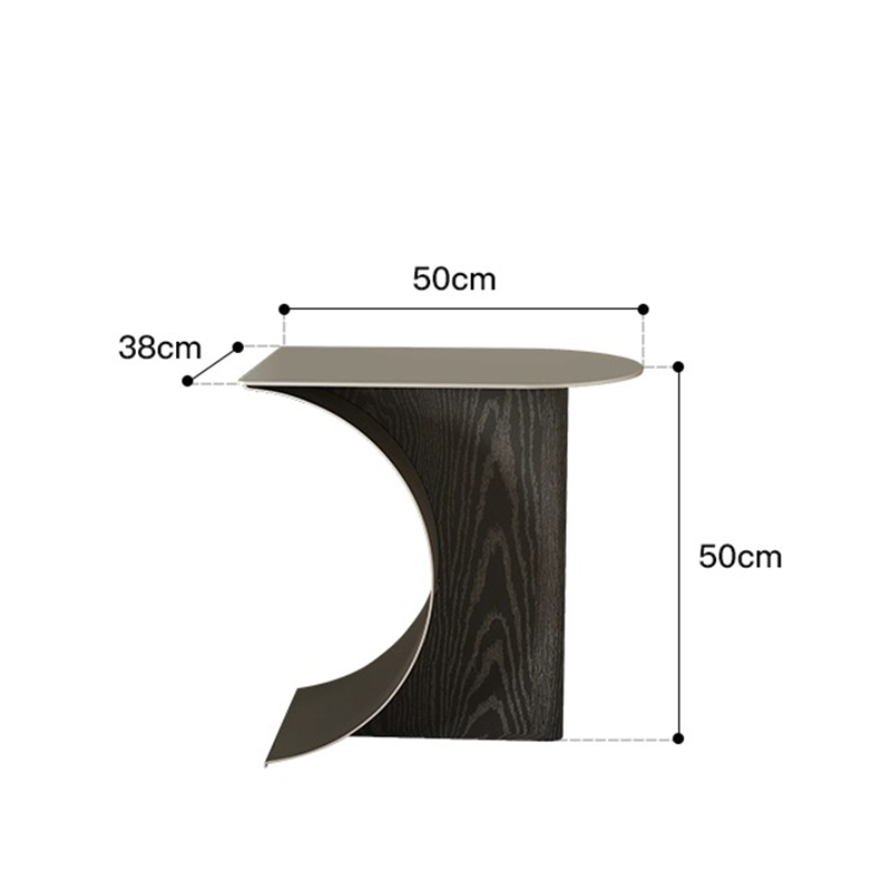 Close-up of the premium iron tabletop of the Crescent Moon Coffee Table highlighting its heat and scratch-resistant features.