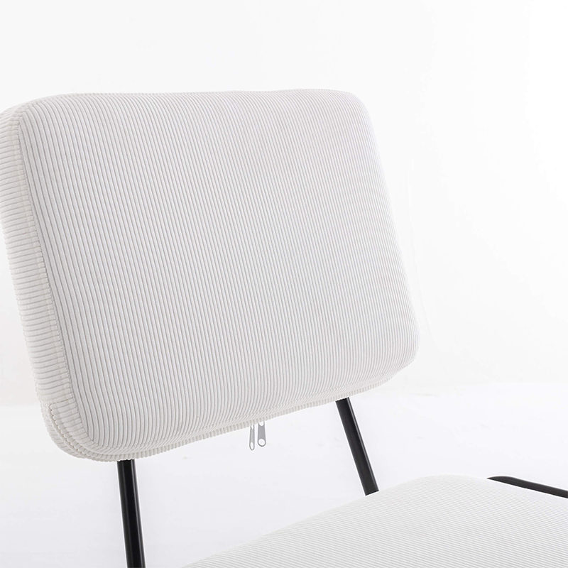 Elegant White Corduroy Swivel Rolling Chair - Image 7