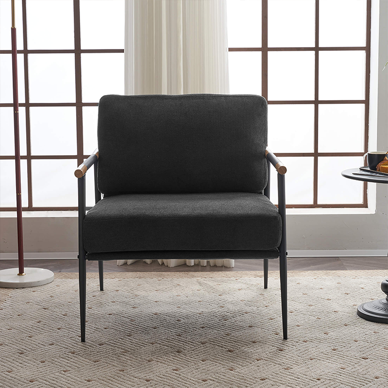 Close-up of the soft chenille fabric on the lounge chair, highlighting its luxurious texture.