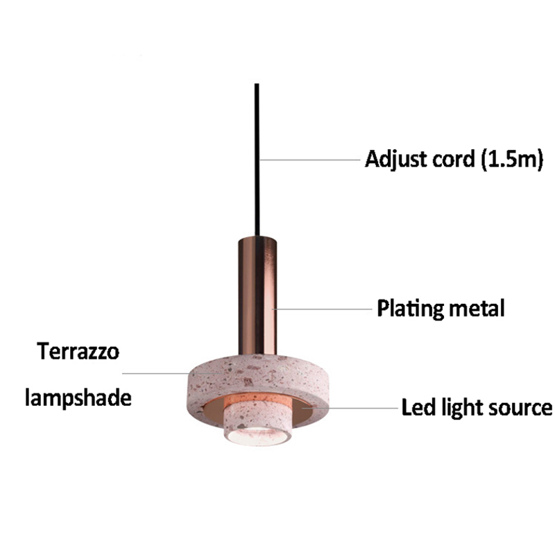 Nordic Pink Terrazzo LED Pendant Light - Image 9
