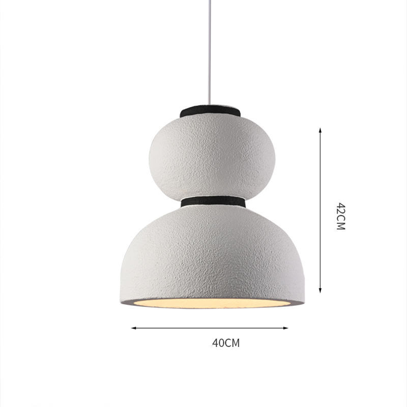 Elegant Japanese white gourd shape LED pendant light from a side angle, showcasing its intricate design.
