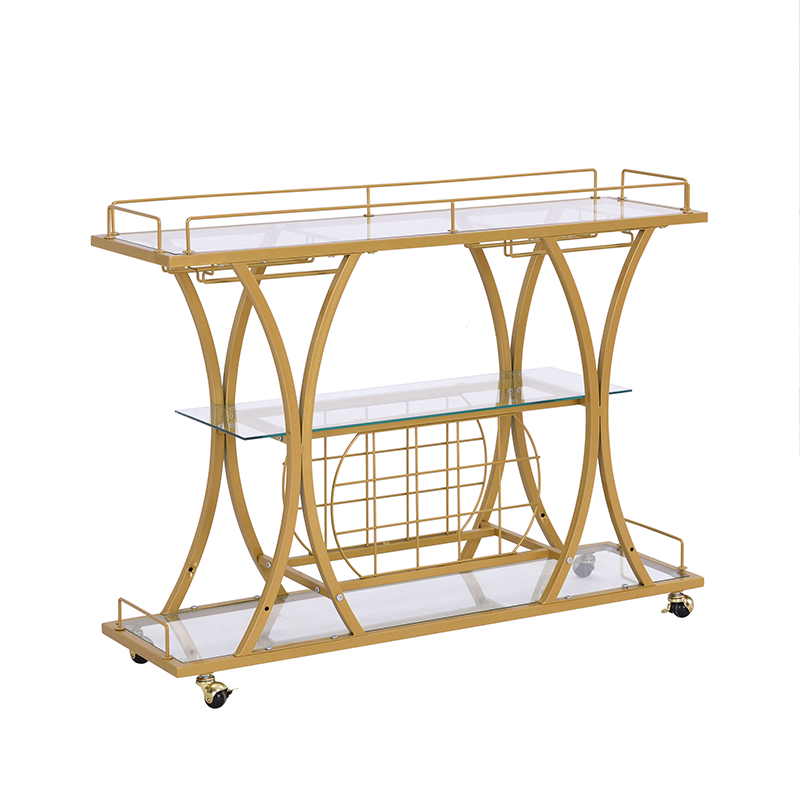 Modern bar cart in a stylish living room, highlighting its functionality as a kitchen serving cart.