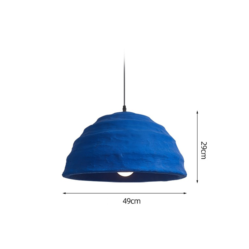 Close-up of the frosted texture of the Klein Blue Dome Pendant Light