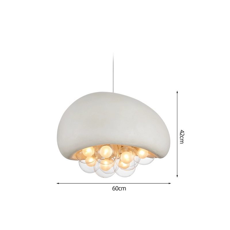 Bubbles Resin Pendant Light suspended over a stylish kitchen island, enhancing the ambiance.