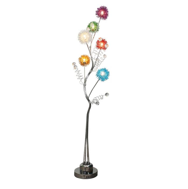 Aluminum wire flower branch LED lamp with remote, showcasing its elegant design and warm glow.