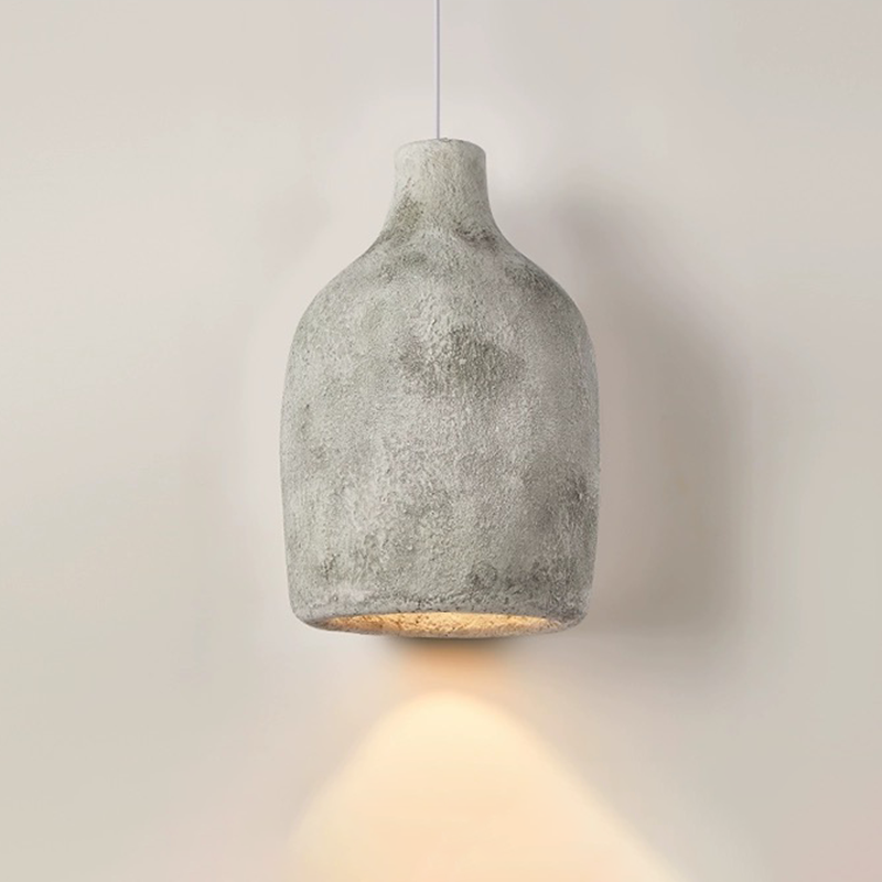 Close-up of the modern resin pendant lamp showcasing its unique texture and finish.