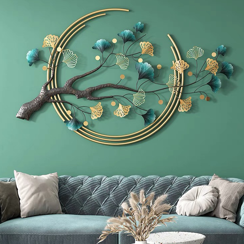 Close-up view of the handmade iron wall accent showcasing its intricate details.