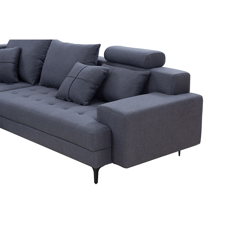 Luxurious Dark Grey L-Shaped Sectional Sofa with Cushions - Image 10