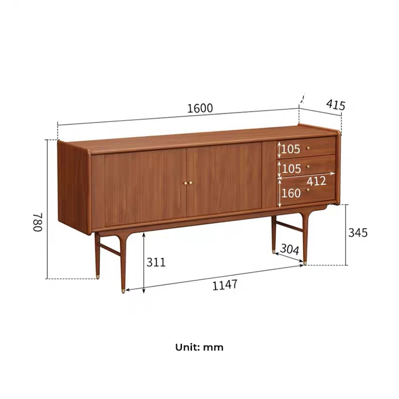 Top view of the cabinet filled with decorative objects, demonstrating its spacious surface.