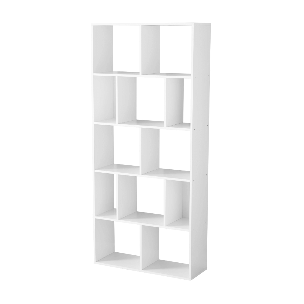 Close-up of the 12-Cube Freestanding Bookcase showcasing its spacious compartments.