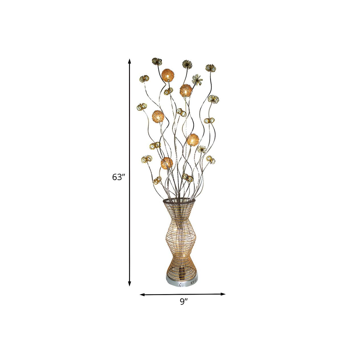 Elegant Gold Metallic Bamboo LED Floor Lamp - Image 3