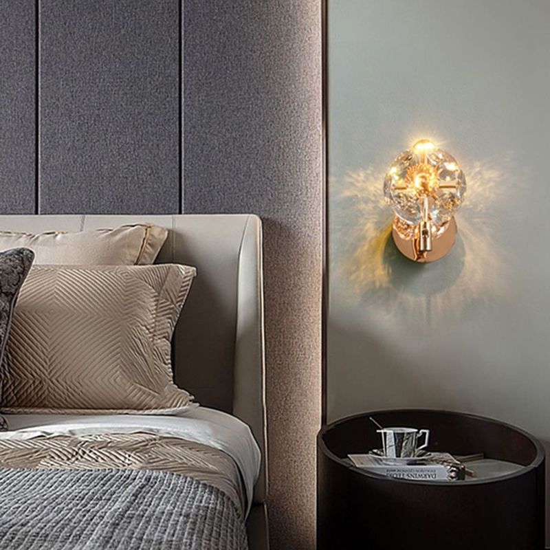 Stylish wall sconce installed in a hallway, emphasizing its luxurious design.