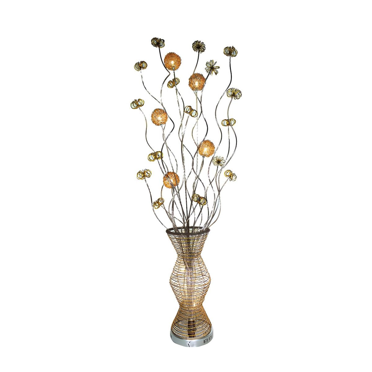Elegant Gold Metallic Bamboo LED Floor Lamp - Image 4