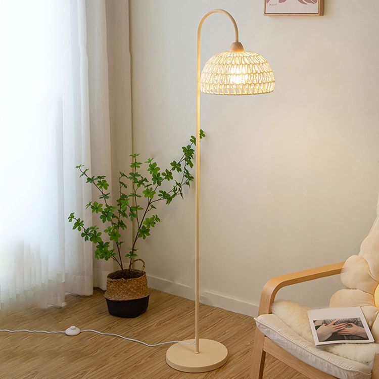 Modern lighting ambiance created by the best modern rattan floor lamp in a cozy living room setting.