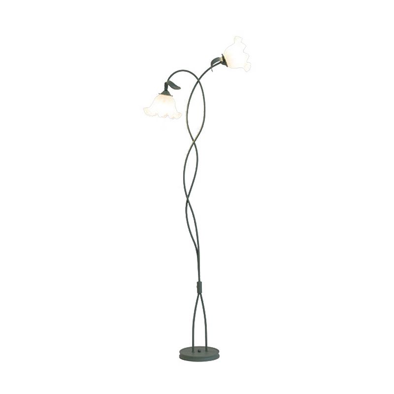 Elegant green floor lamp in a cozy living room setting