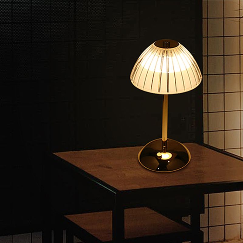 Close-up of the unique rhombus-patterned lampshade of the modern lamp.