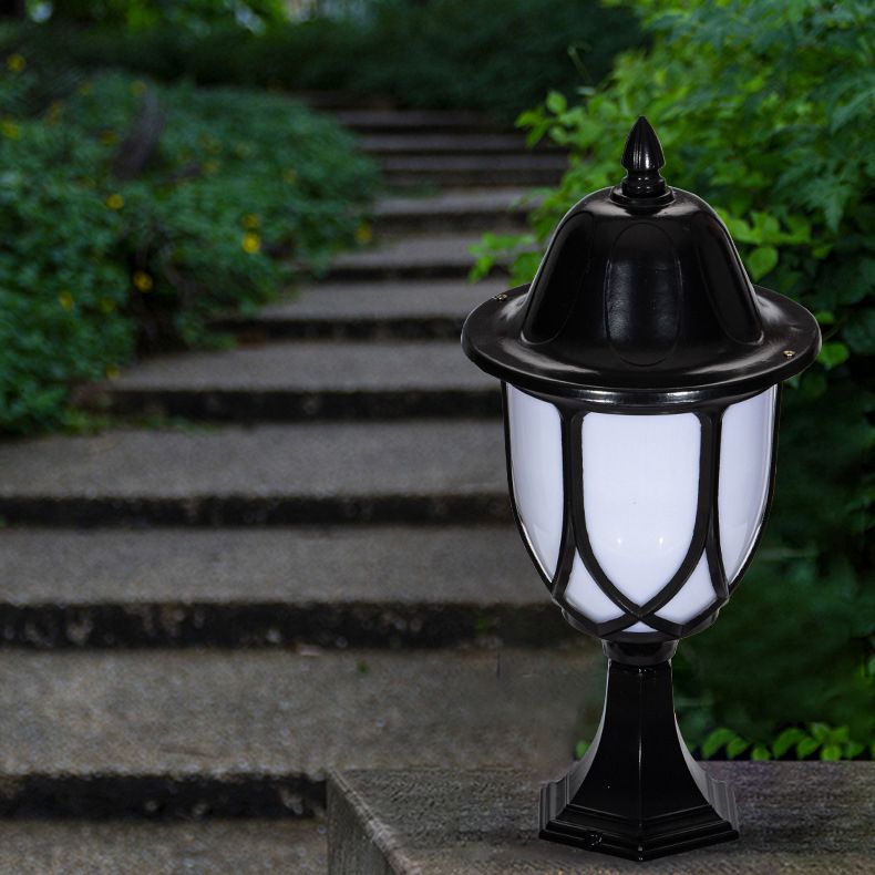 Garden setup showcasing the high-quality outdoor post light by the porch.