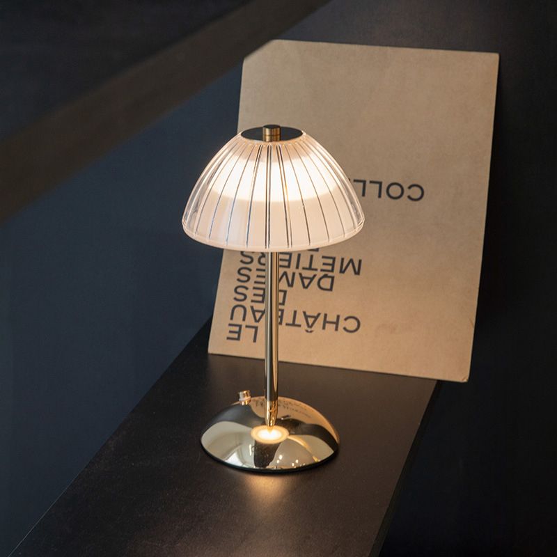 Close-up of the unique rhombus-patterned lampshade of the modern lamp.