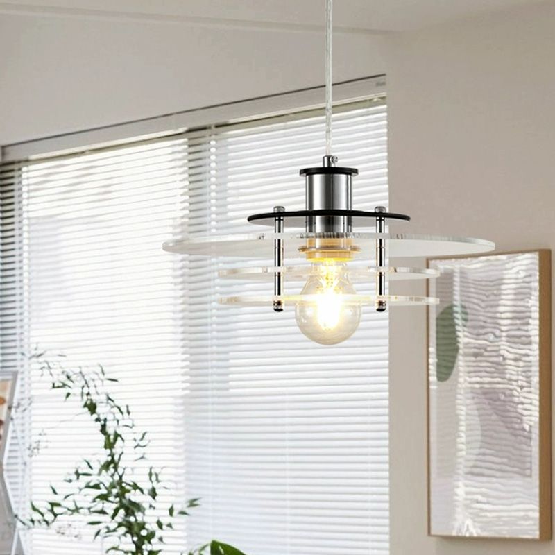 LucentForm pendant light styled over a kitchen island with industrial bar stools