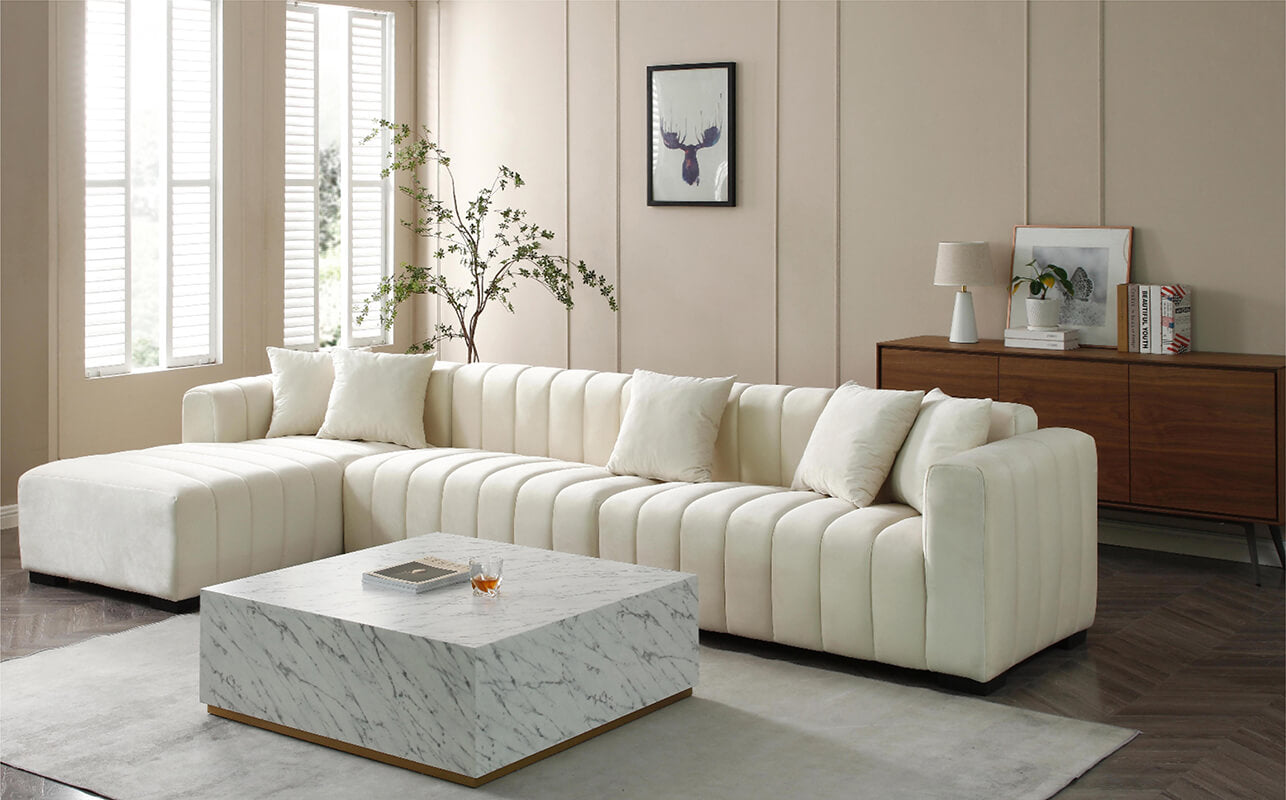 Elegant 139" Beige L-Shaped Sectional Sofa with Chaise - Image 3