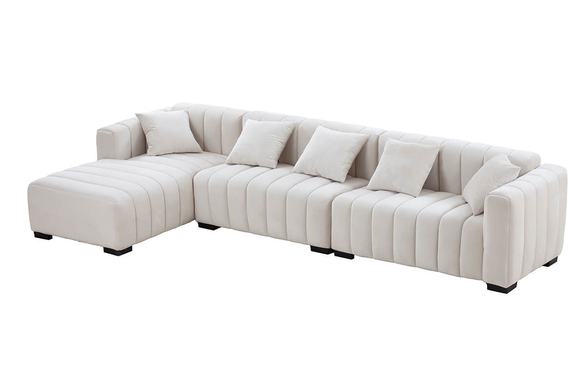 Elegant 139" Beige L-Shaped Sectional Sofa with Chaise - Image 8