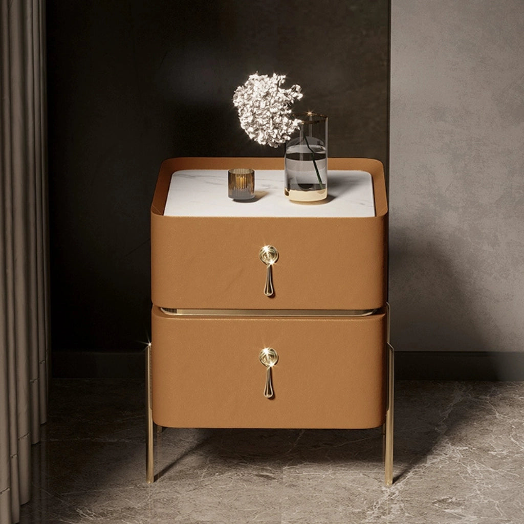Sintered stone top of the nightstand showcasing its durability and elegance.