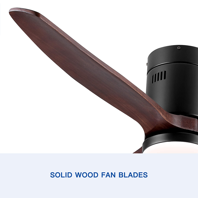 The dimmable LED light feature of the ceiling fan illuminated in a cozy living room setting.