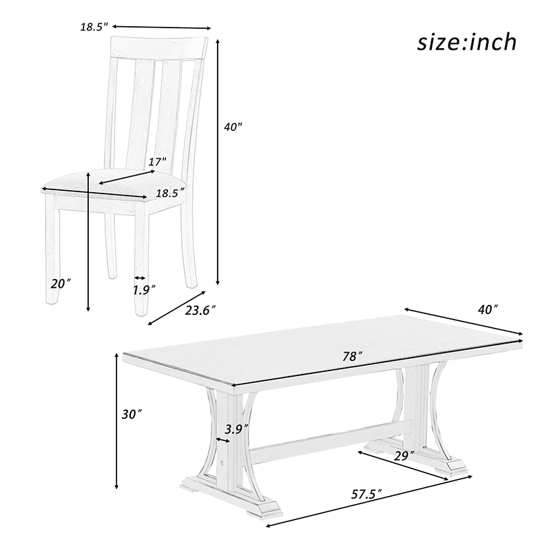 Retro Elegance: 9-Piece Gray Dining Table Set - Image 6