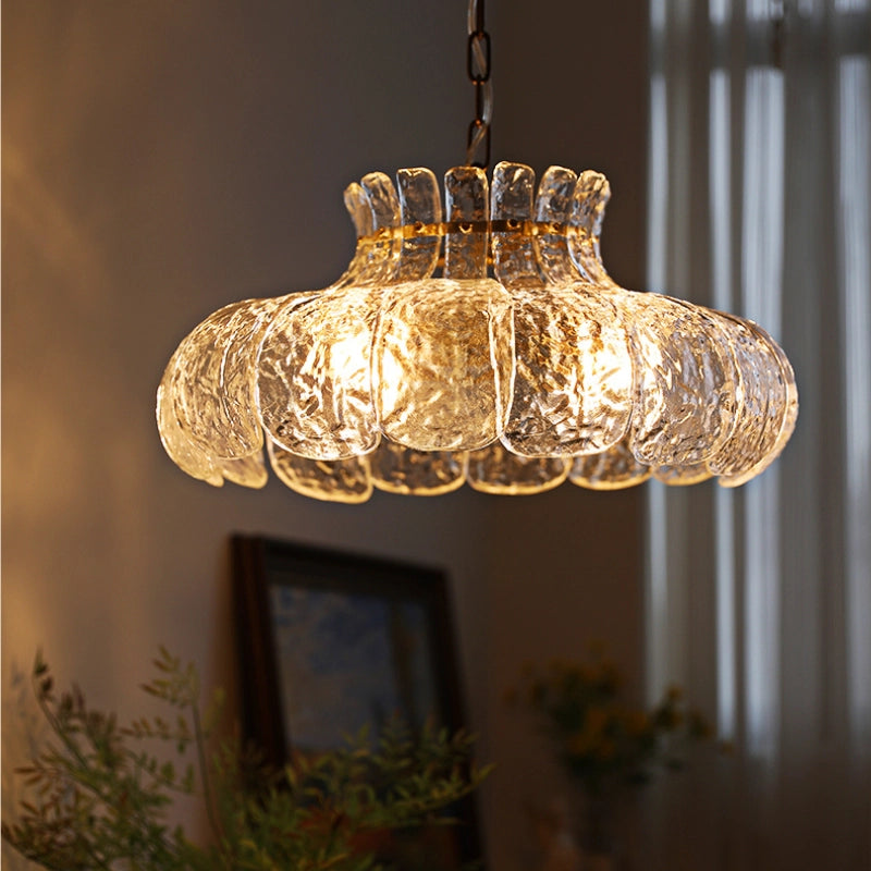 Living room ambiance with the French flower petal pendant light