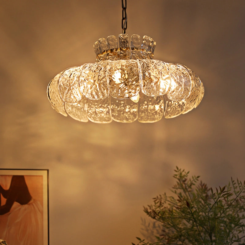 Living room ambiance with the French flower petal pendant light
