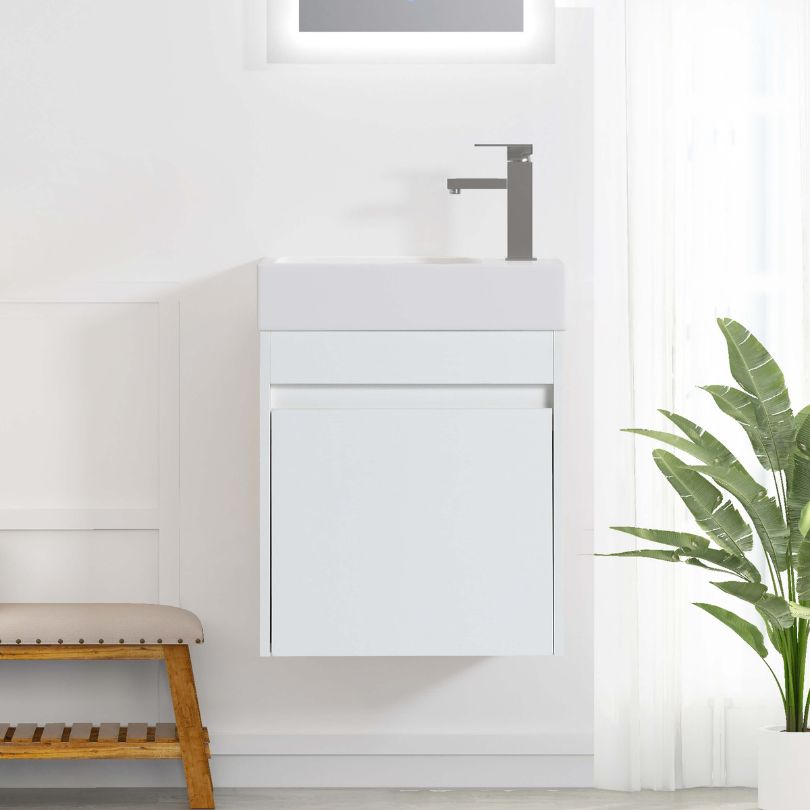 Lustra 18" White Floating Vanity with Resin Sink & Soft-Close Cabinet - Image 2