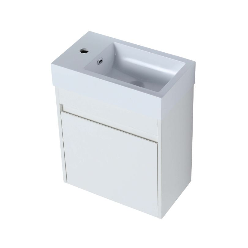Lustra 18" White Floating Vanity with Resin Sink & Soft-Close Cabinet - Image 6