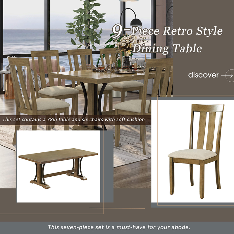 Top-down view showcasing spacious 78-inch table surface for meals and hosting