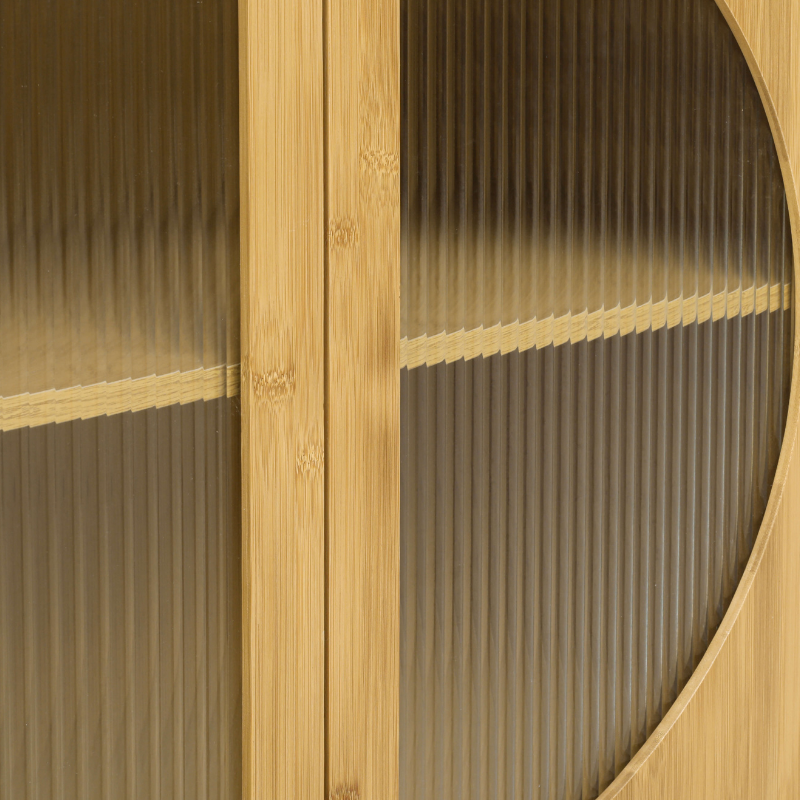 Mid-Century Bamboo Storage Cabinet with Glass Doors - Image 3