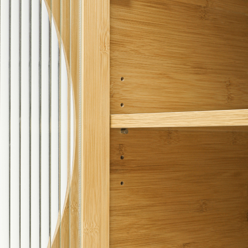 Mid-Century Bamboo Storage Cabinet with Glass Doors - Image 4