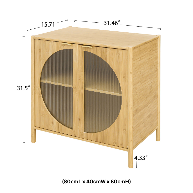 Mid-Century Bamboo Storage Cabinet with Glass Doors - Image 10