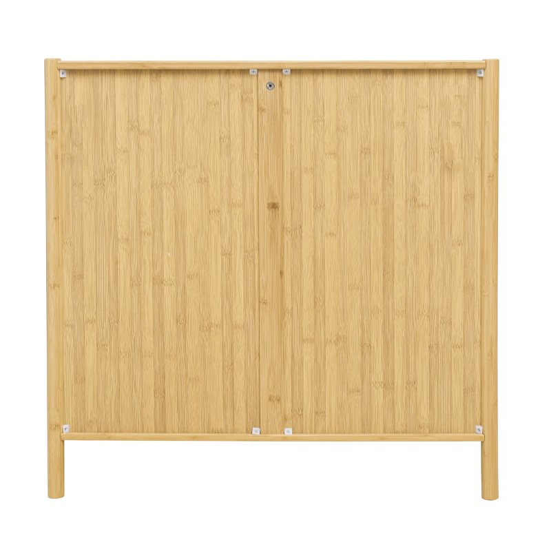 Mid-Century Bamboo Storage Cabinet with Glass Doors - Image 8