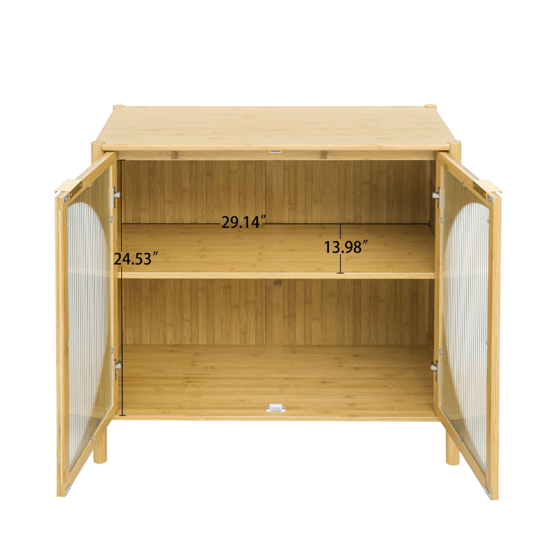Mid-Century Bamboo Storage Cabinet with Glass Doors - Image 9