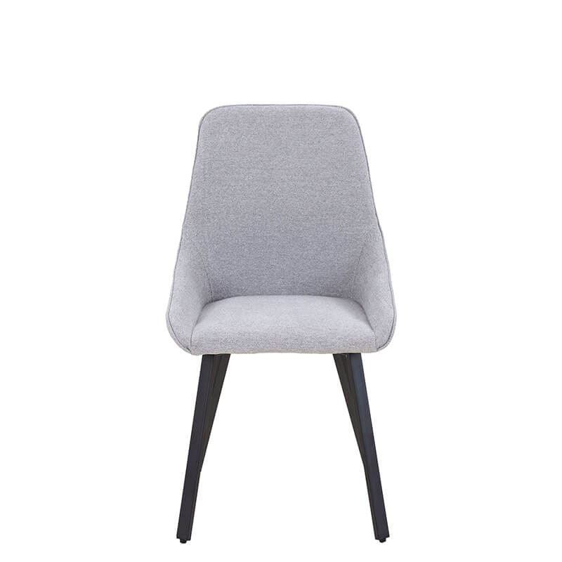 Close-up view of the cushion and stitching on the gray adjustable dining chair.