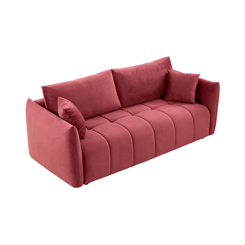 Close-up of the high-density foam cushions on the Elegant Wine Red 3-Seater Sectional Sofa.