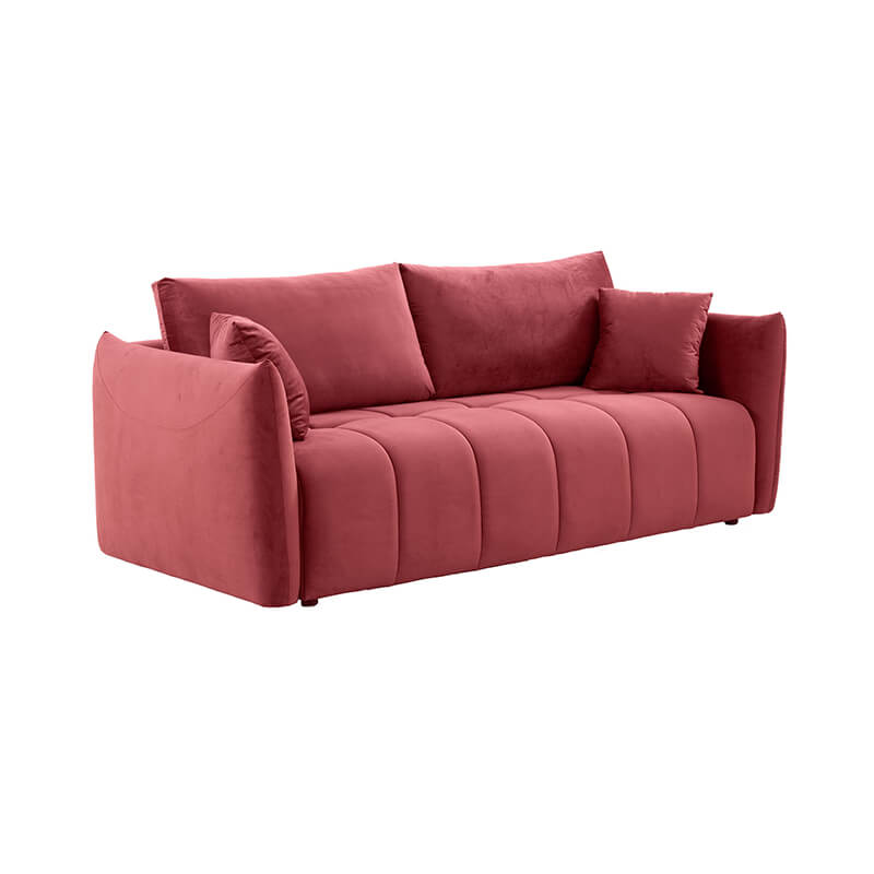 Side view of the Elegant Wine Red 3-Seater Sectional Sofa, showcasing its luxurious fabric and plush cushions.
